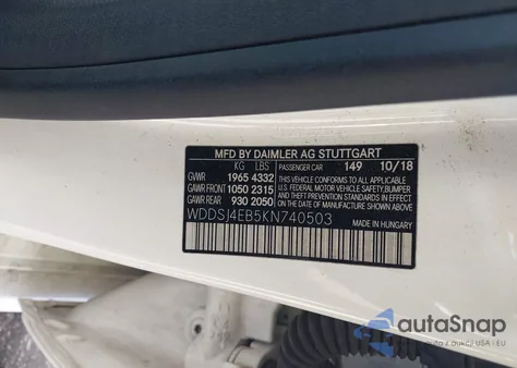 2019 Mercedes-Benz Cla 250 from USA, damaged, VIN WDDSJ4EB5KN740503